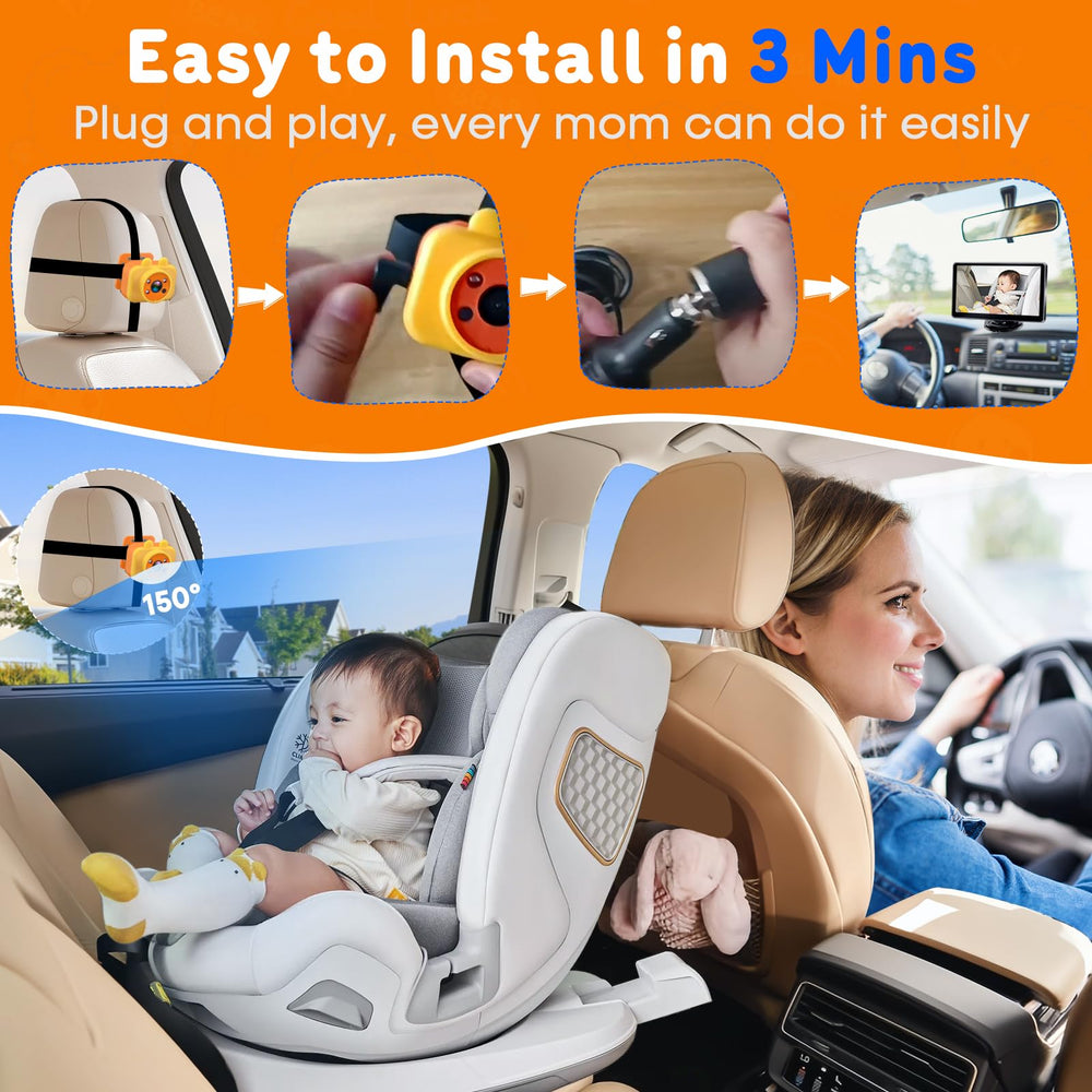 Yakry baby car camera wide-angle 150 captures two kids in a single frame.
