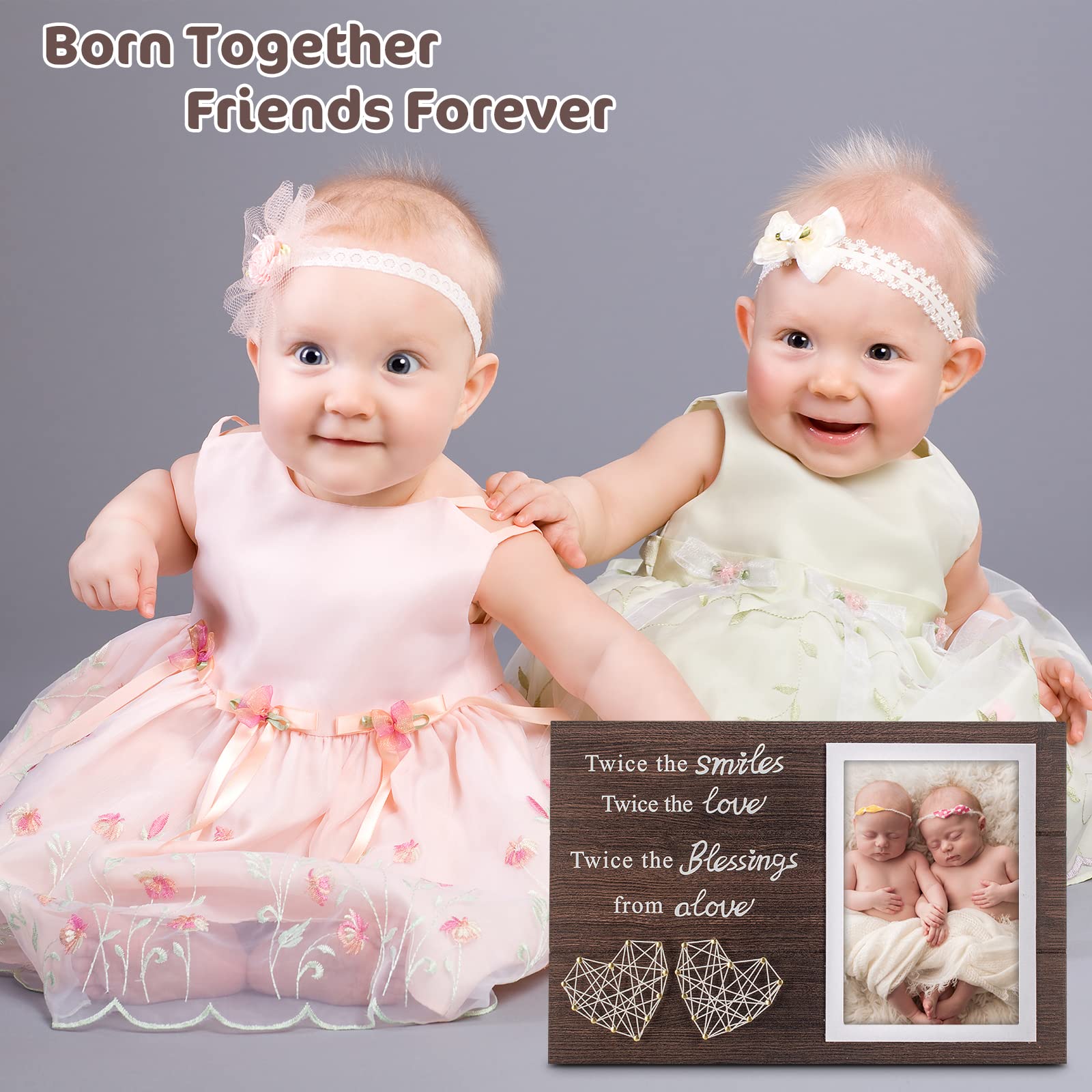 Yakucho Twins Baby Frame christening gift-ready presentation for keepsakes.