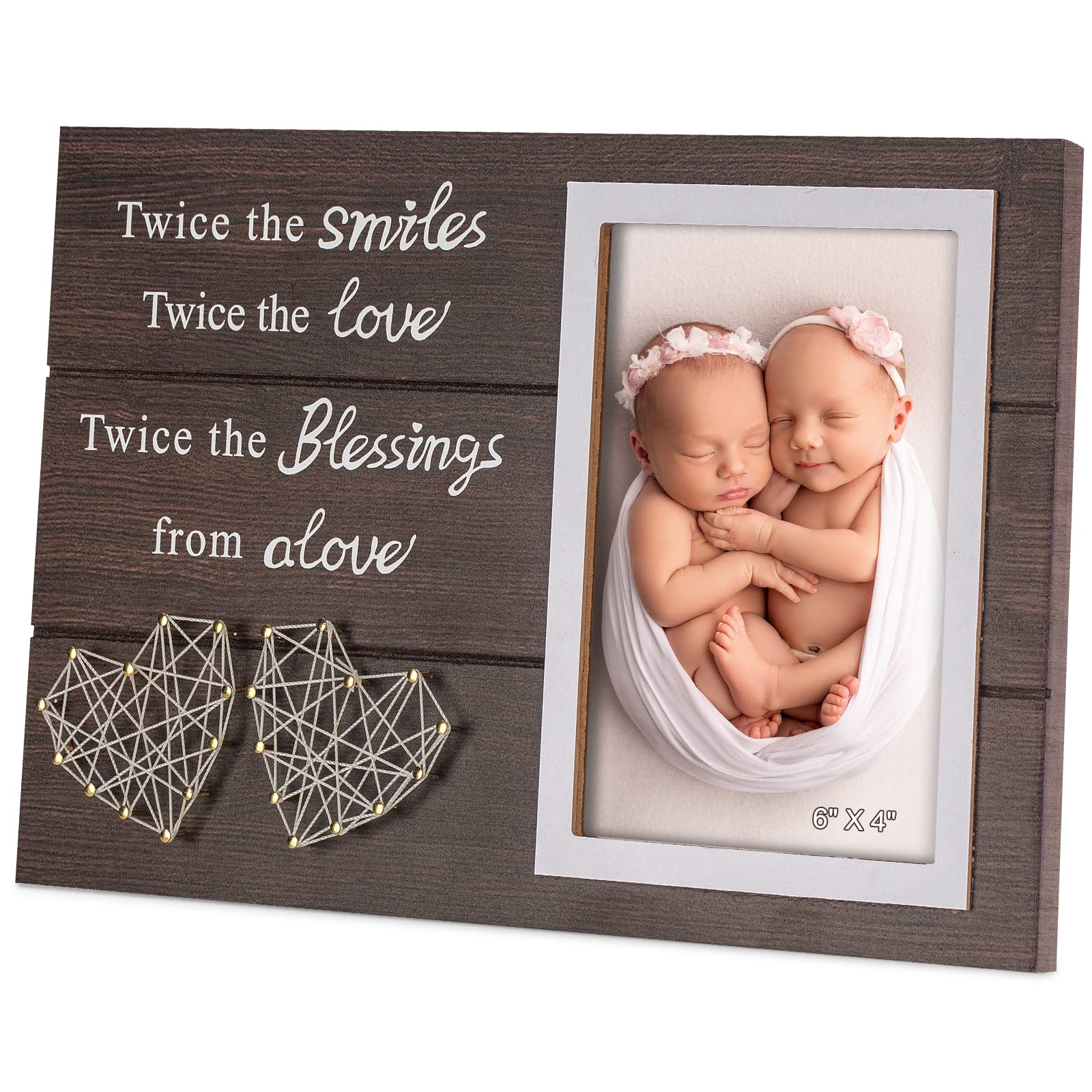 Yakucho Twins Baby Frame front view with protective glass insert protecting memories.