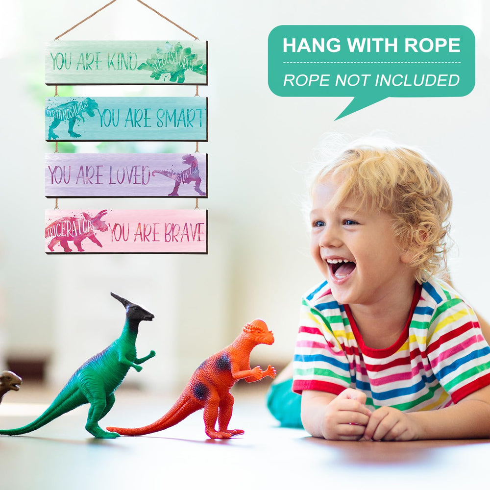Yalikop dinosaur wall decor wood texture highlights durable, UV-printed signs for longevity.