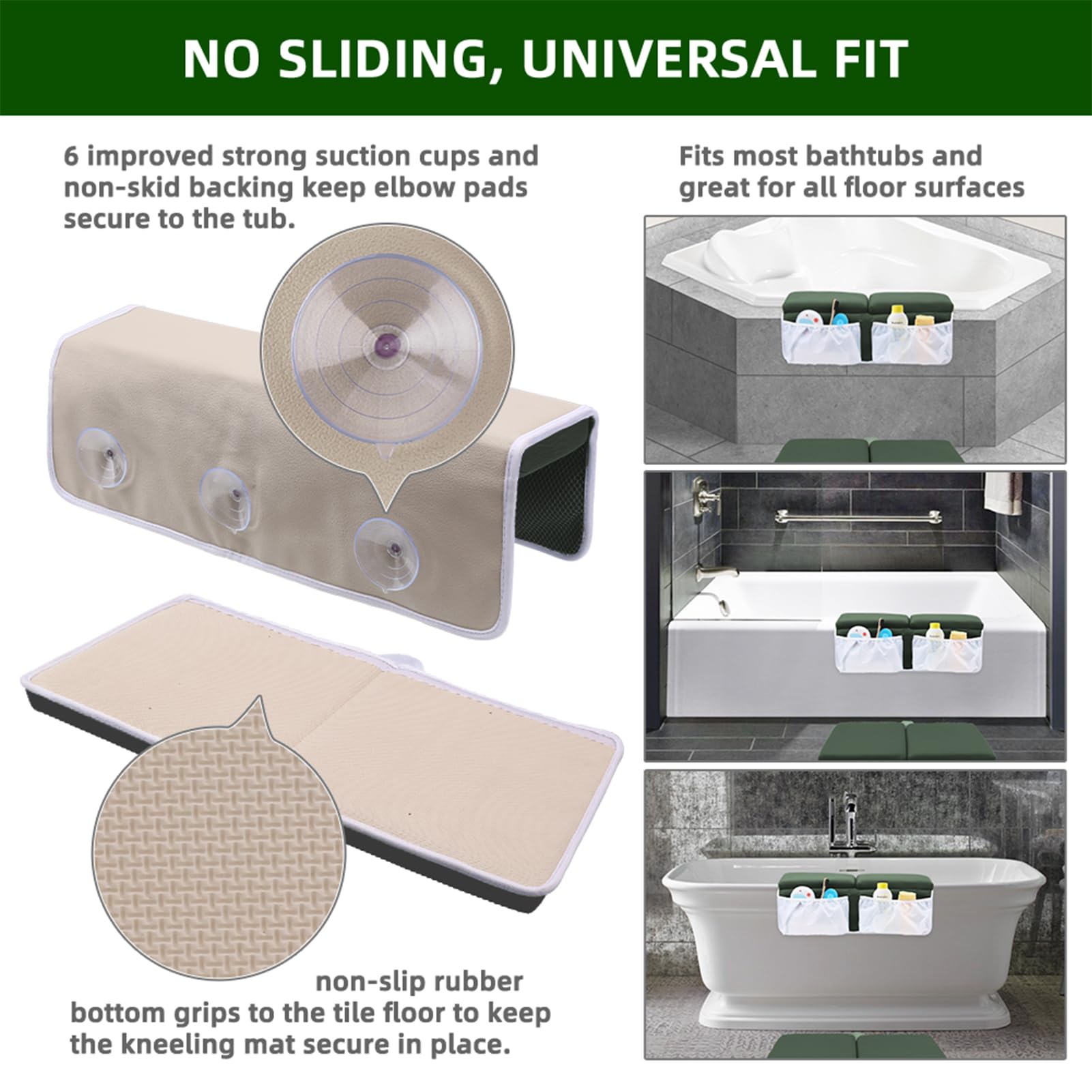 Yalumo kneeler anti-slip base helps prevent sliding on bathroom floor.
