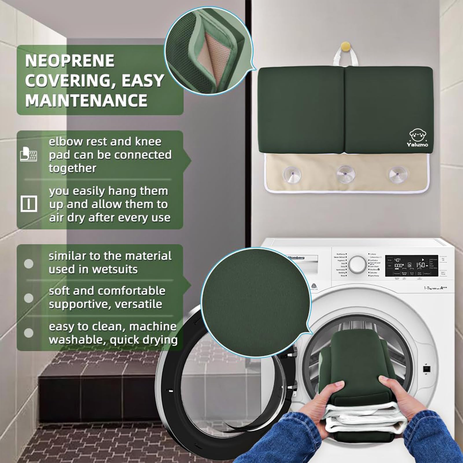 Yalumo neoprene fabric dries quickly for easy cleaning.