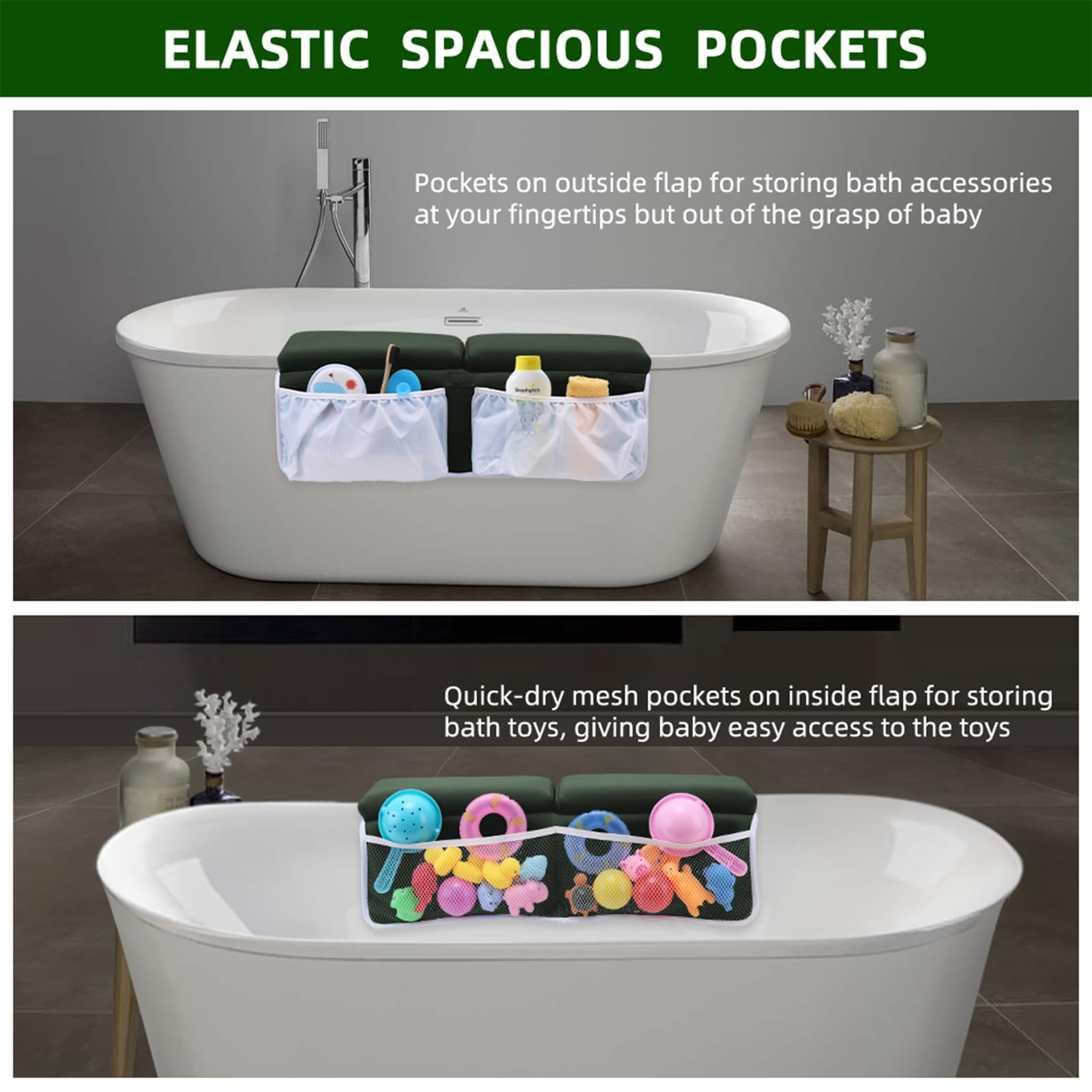 Yalumo exterior pockets in use organize bath essentials within reach.