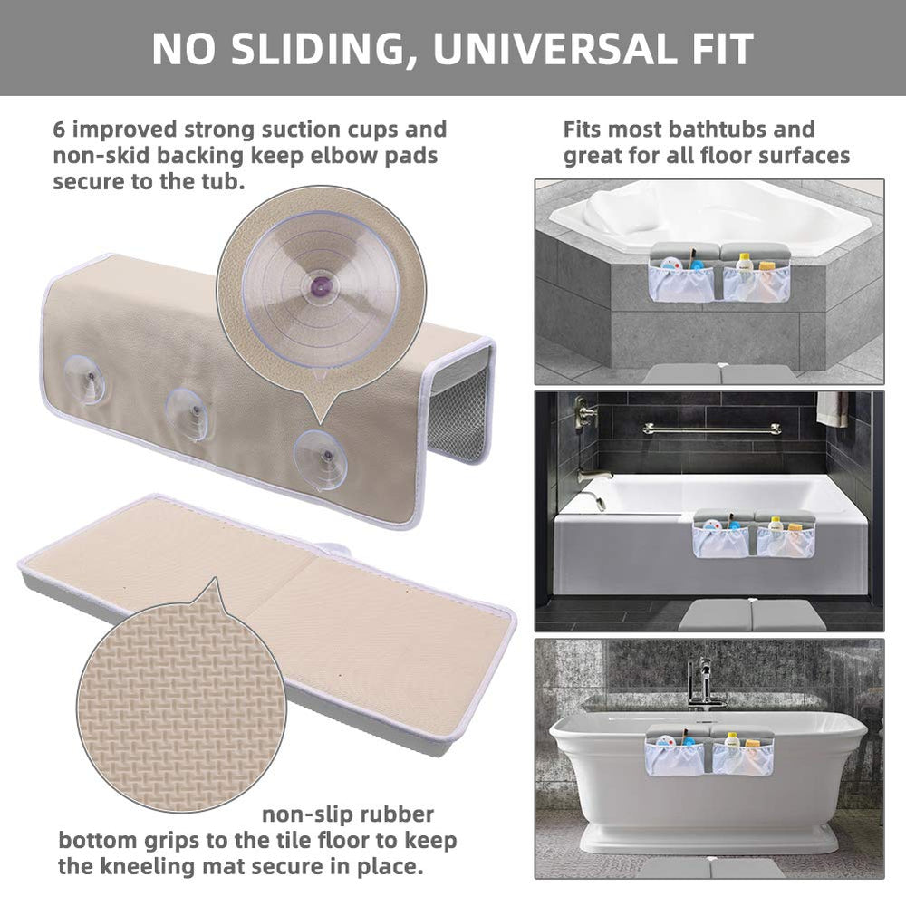 Yalumo elbow rest pockets organize towels, toys, and bath essentials