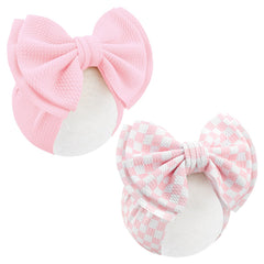 YanJie 2pcs 7in light pink checkered bows headband stylish everyday outfits