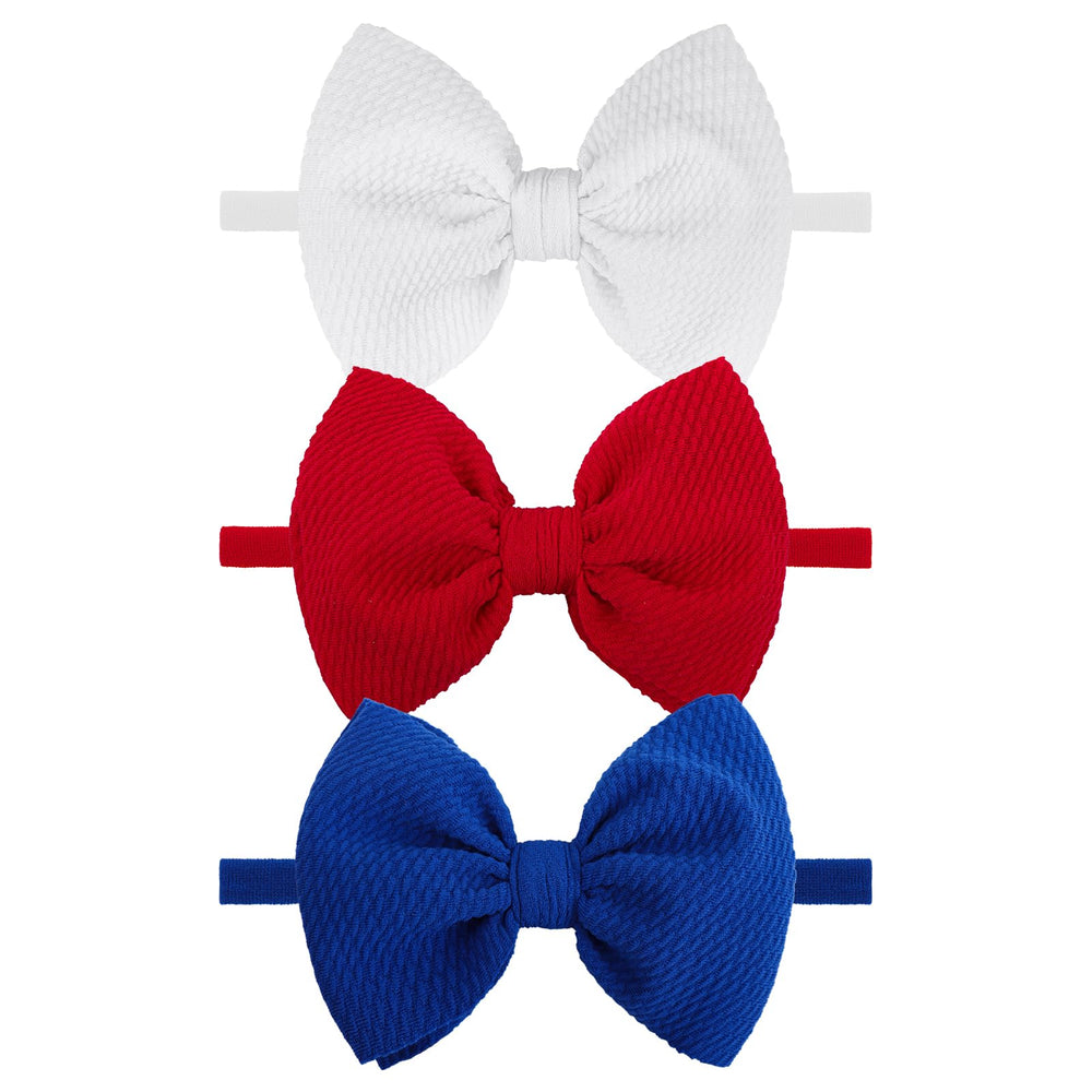 YanJie 3rd of July hairband set with red, white, blue bows for festive styling.
