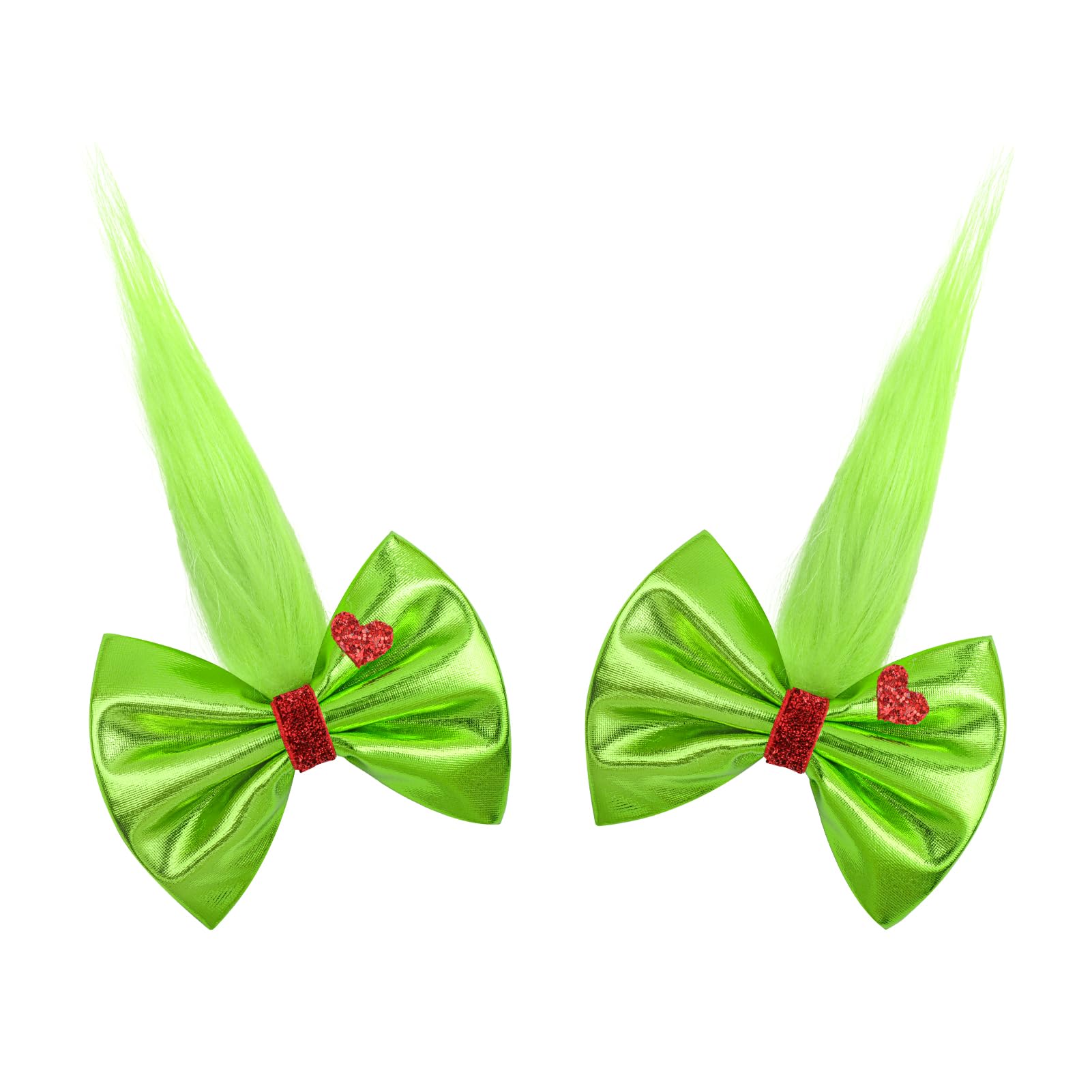 YanJie 4-inch Christmas hair clip with green heart bow boosts holiday style