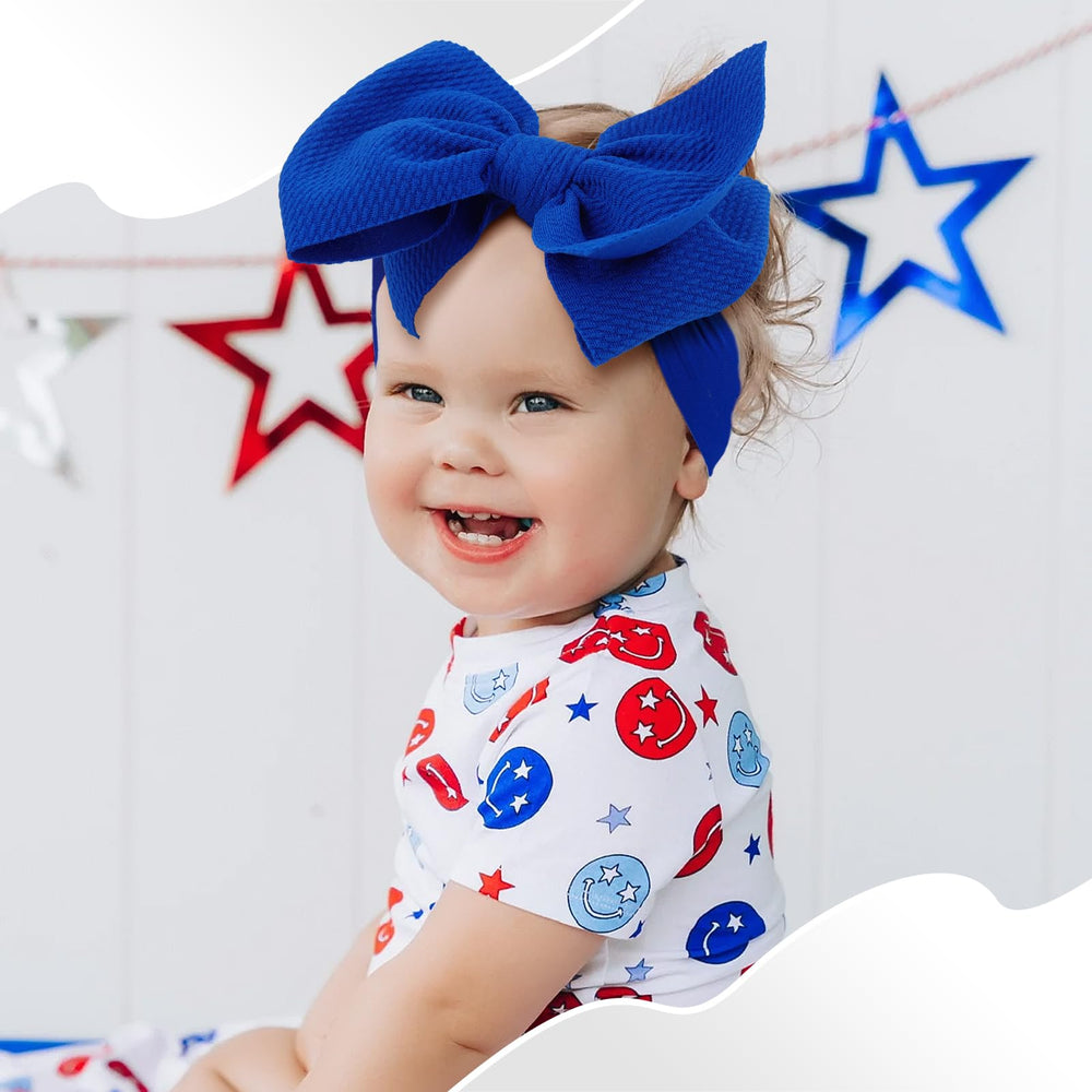 YanJie blue headband bow offers vibrant color and all-day wear