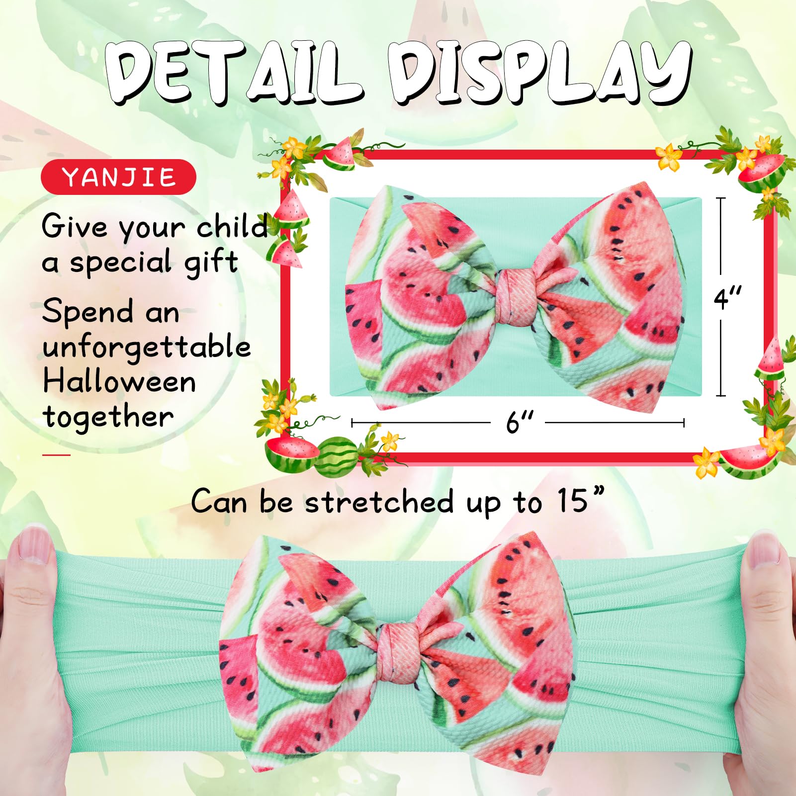 YanJie baby bow headband mint pattern offers soft, breathable wear during playdates.