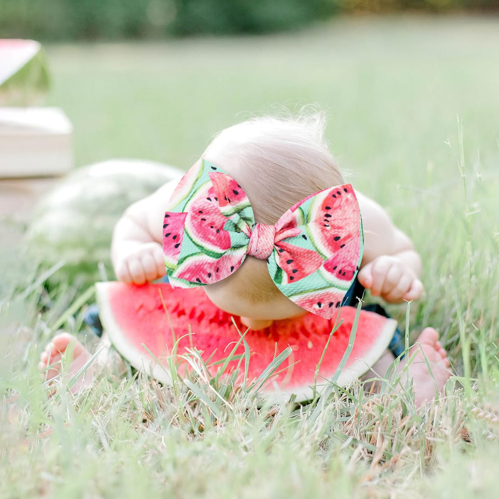 YanJie baby bow headband watermelon pattern adds cute style for photo moments.
