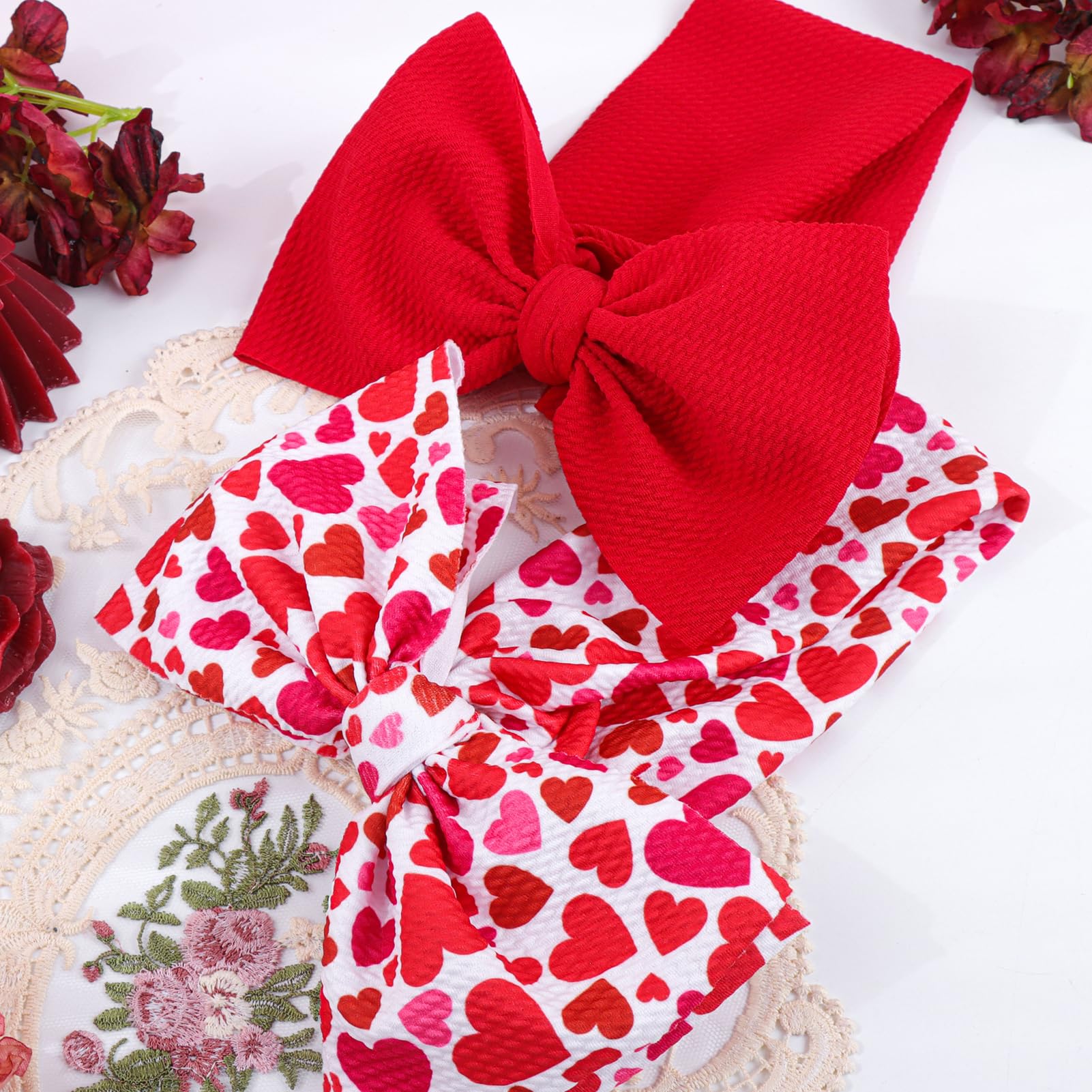 YanJie red headband worn by baby during a photoshoot for cute looks