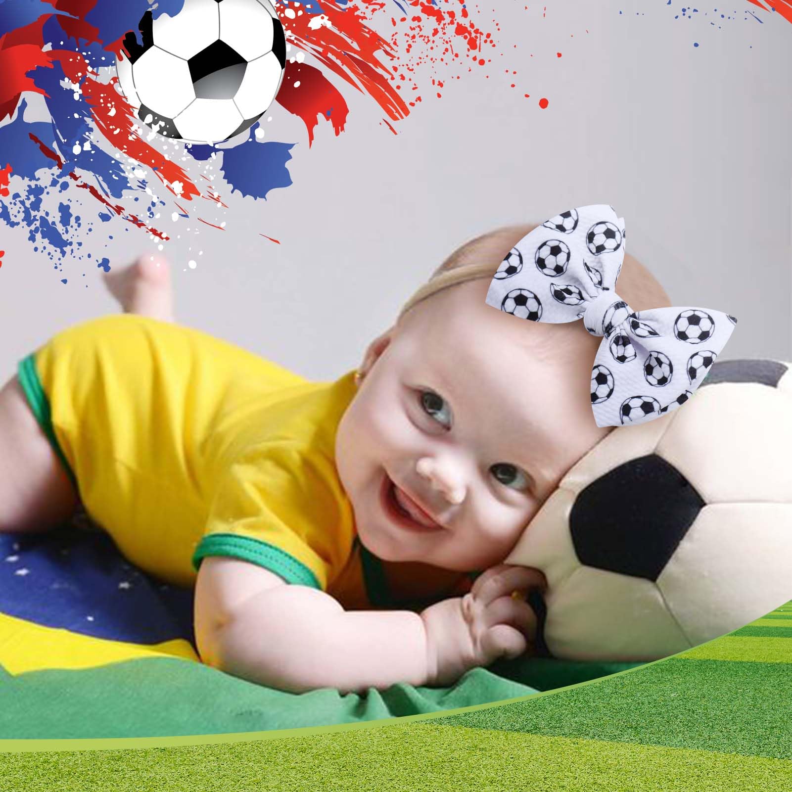 YanJie baby hairband with soccer pattern helps keep hair tidy