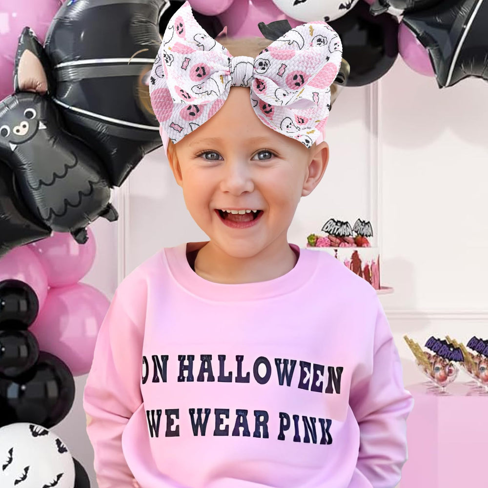 YanJie pink ghost bow headband, soft breathable fabric for delicate skin