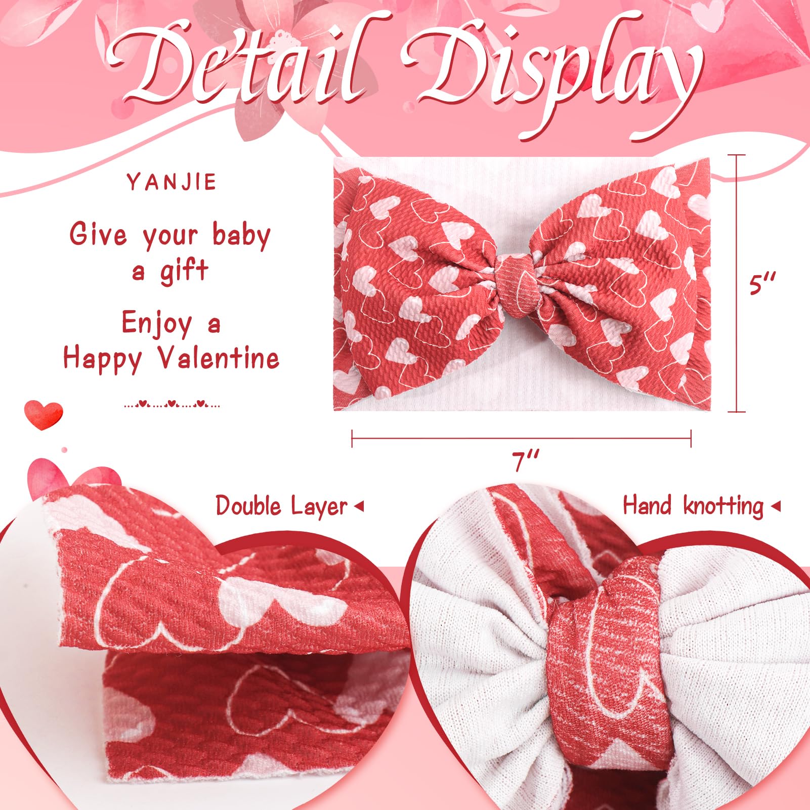YanJie headbands soft breathable nylon fabric fits newborns comfortably.