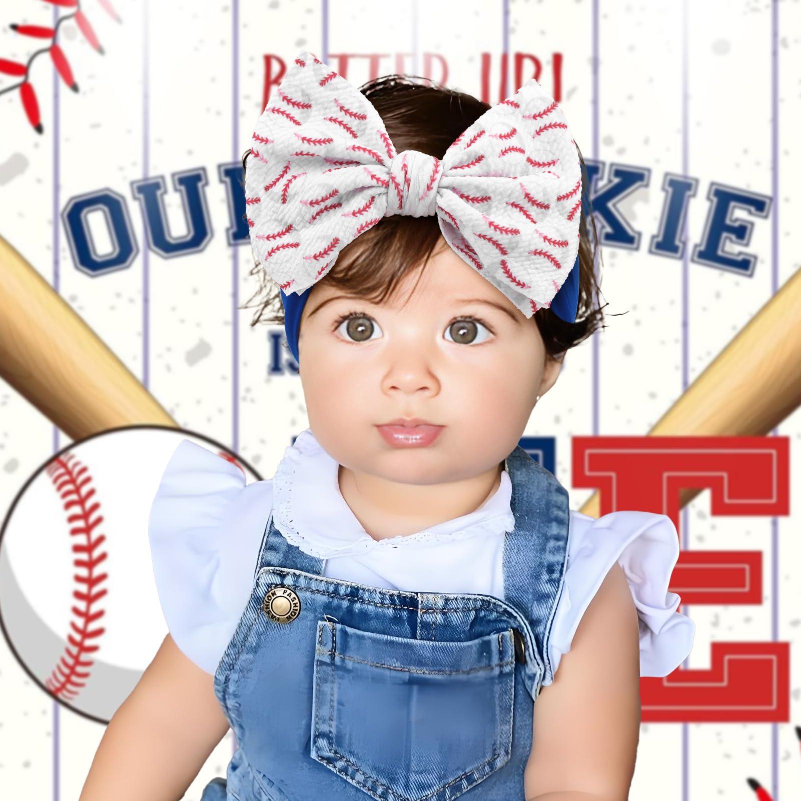YanJie baby headbands soft nylon elastic blue, comfortable fit for newborns and toddlers.