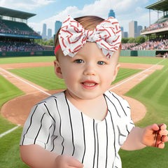 YanJie baseball headbands big bow navy red adds charm for sports and parties.