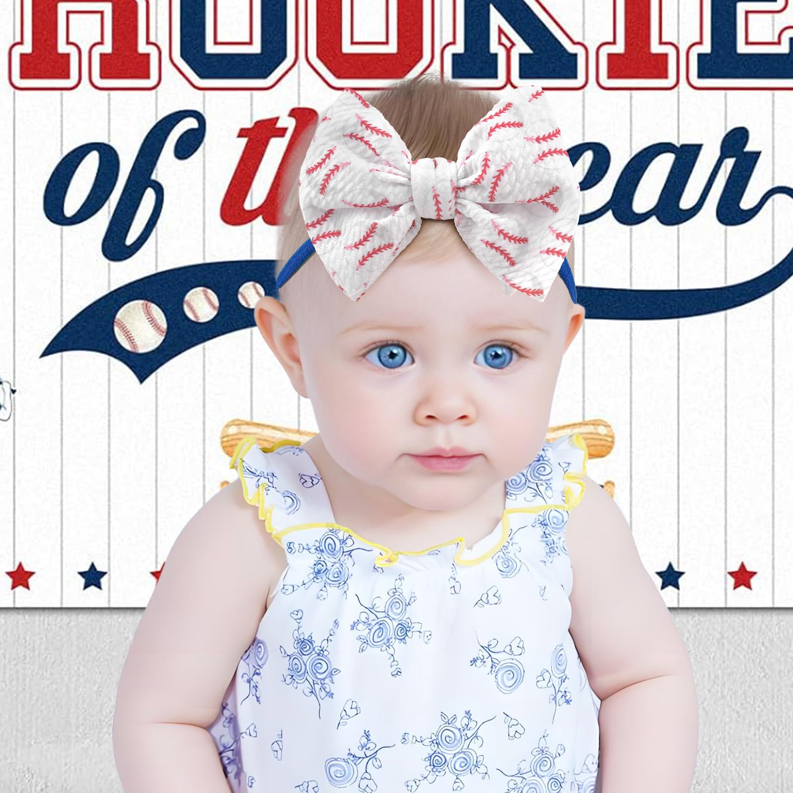 YanJie baseball patterned bow headband adds sporty charm to photos and parties.