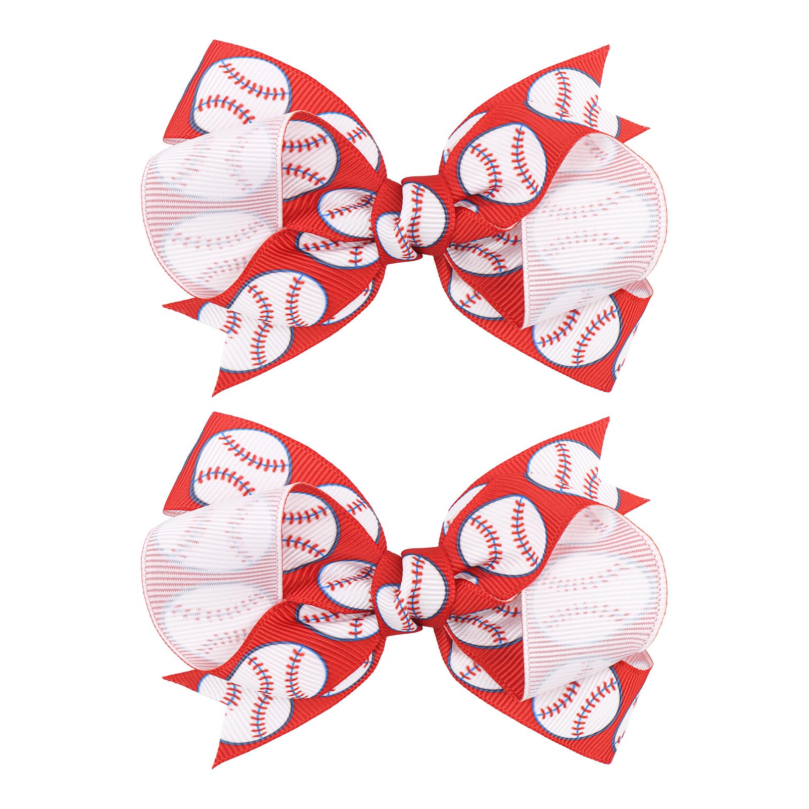 YanJie baseball red bow clip close-up for baby girl, secure daily wear during play.