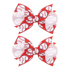 YanJie baseball red bow clip close-up for baby girl, secure daily wear during play.