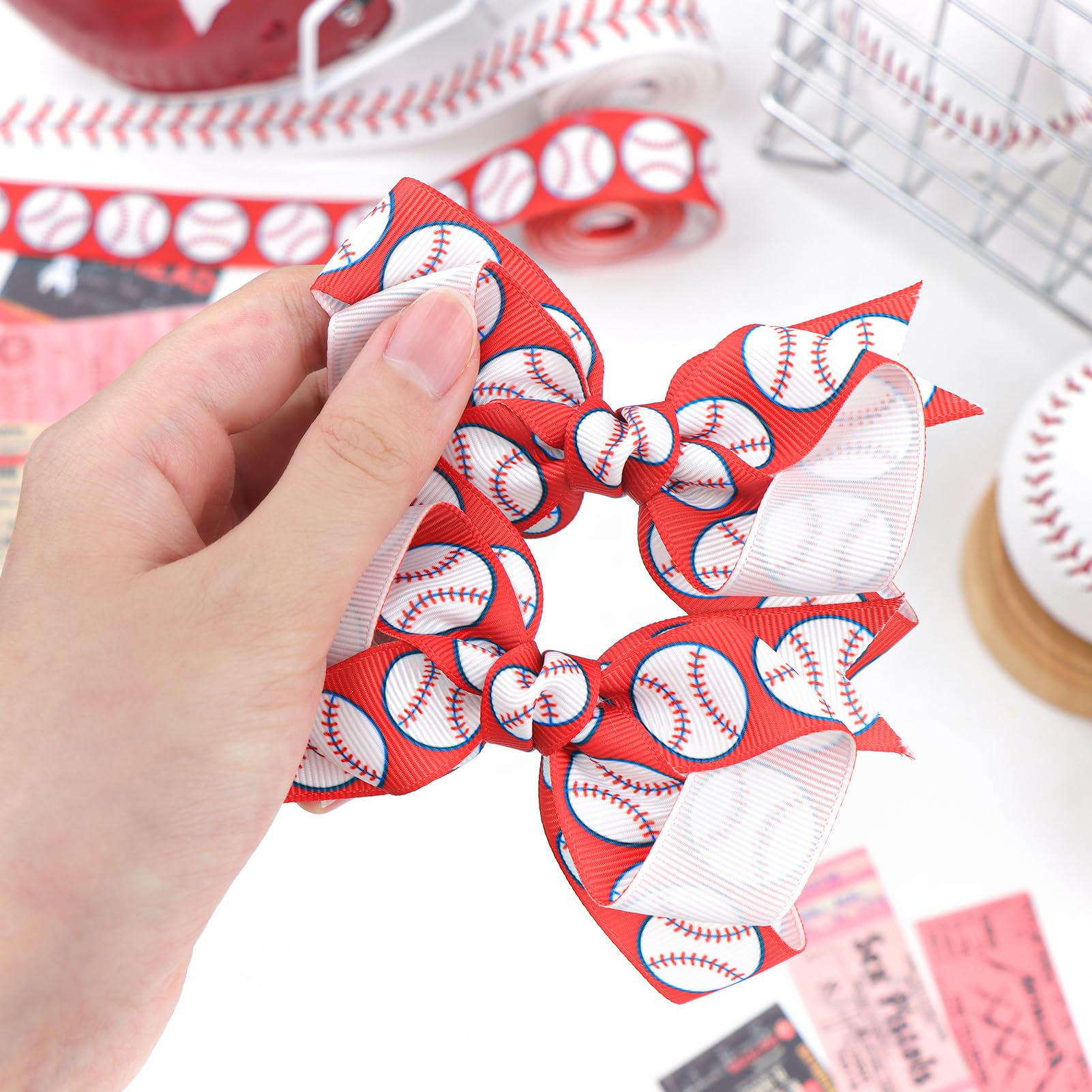 YanJie twin-pack baseball bow set matching outfits for siblings and teams.