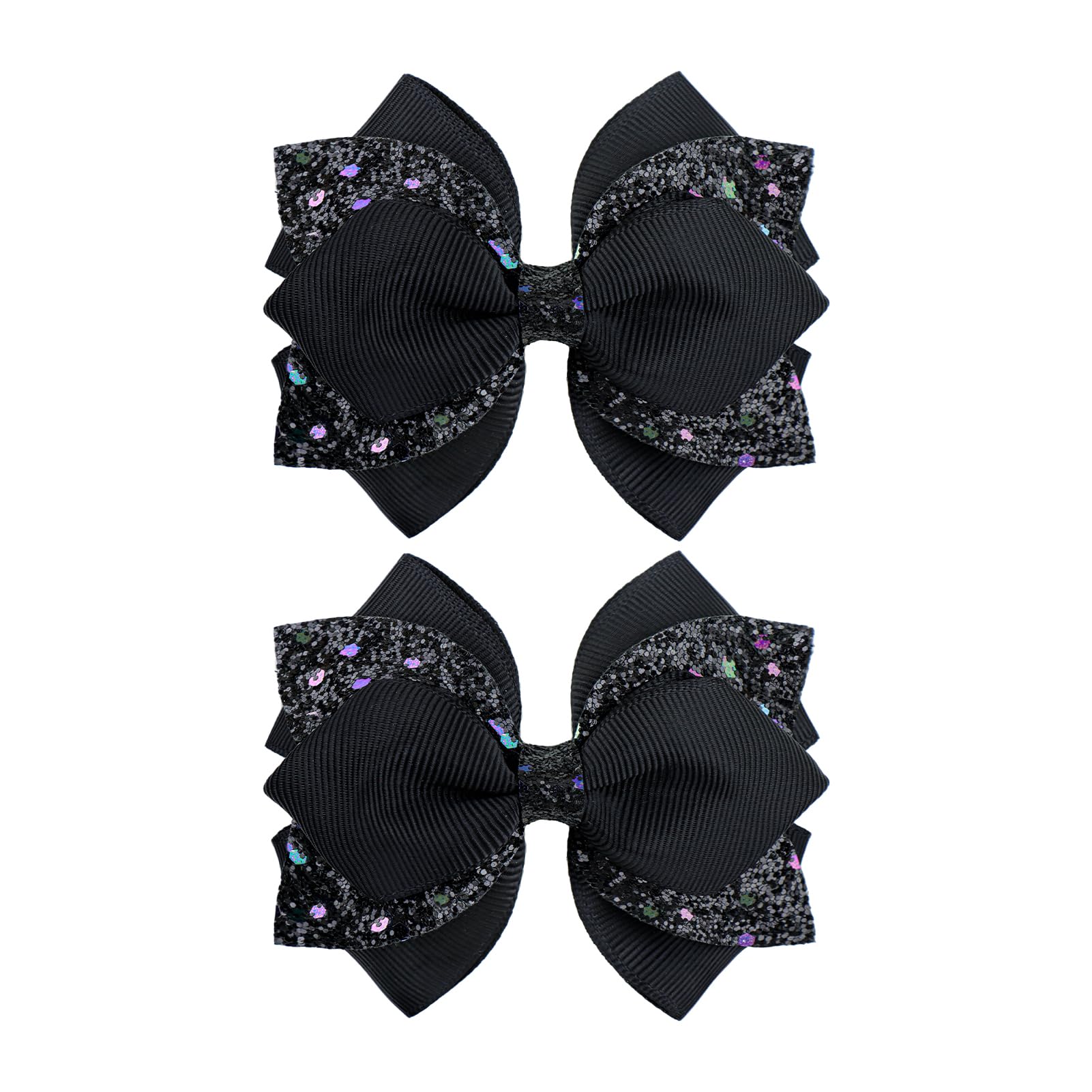 YanJie black sparkle bow clip adds secure style to everyday hairstyles.