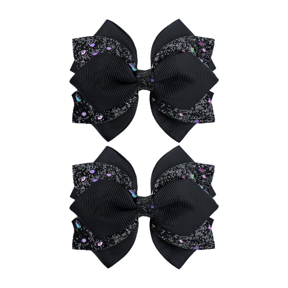 YanJie black sparkle bow clip adds secure style to everyday hairstyles.