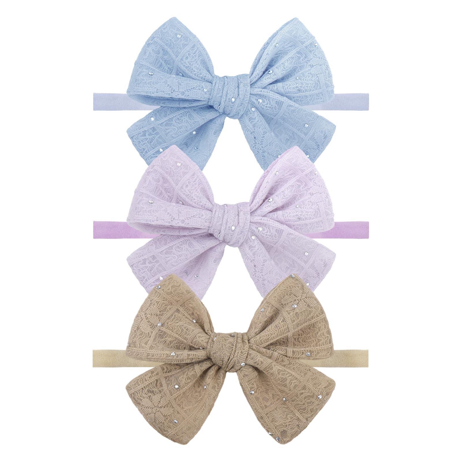 YanJie blue lace bow front view with rhinestones for day-to-day charm.