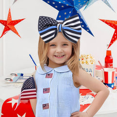 YanJie blue line flag headband side view; anti slip design.