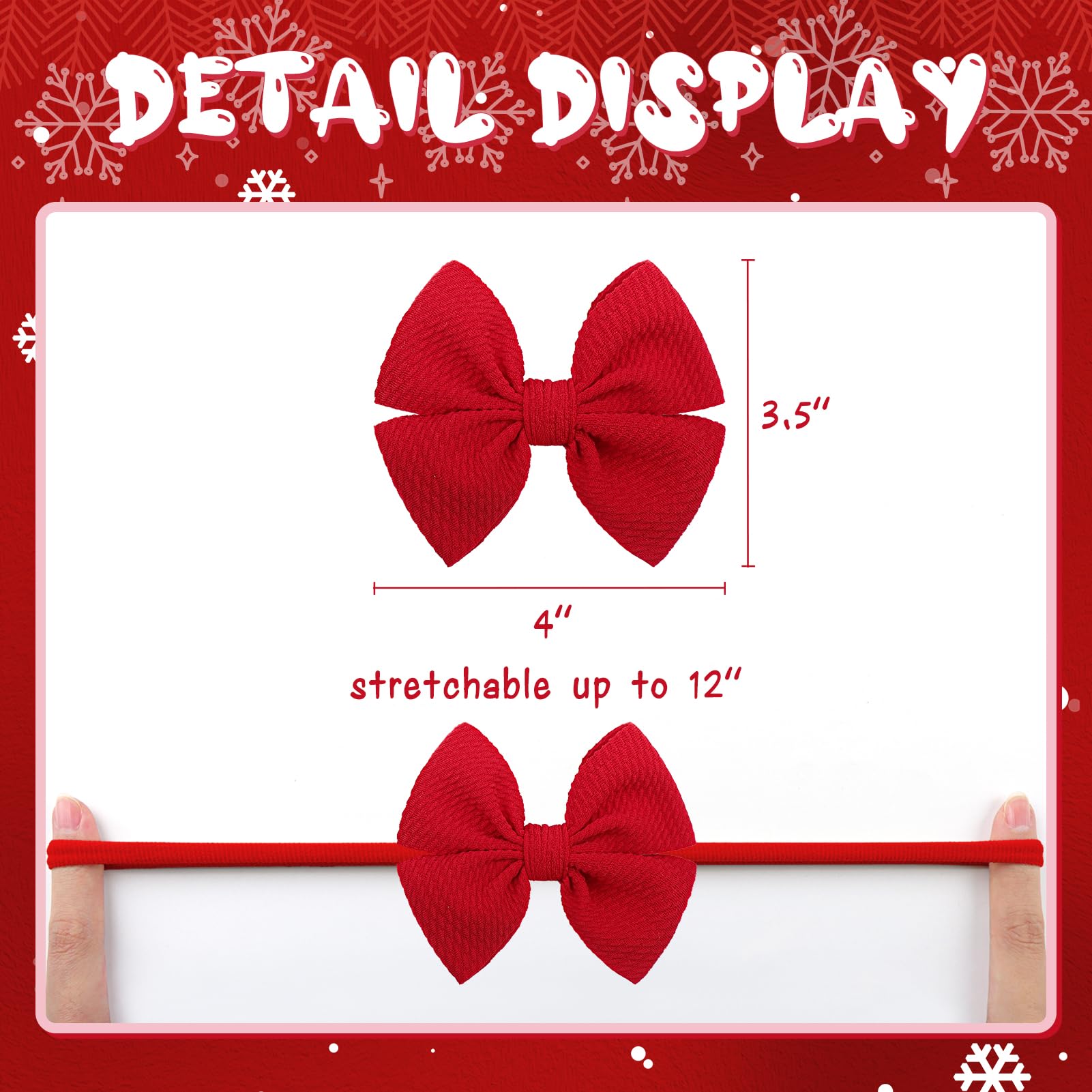 YanJie Christmas bows headband in green on newborn snug and adorable
