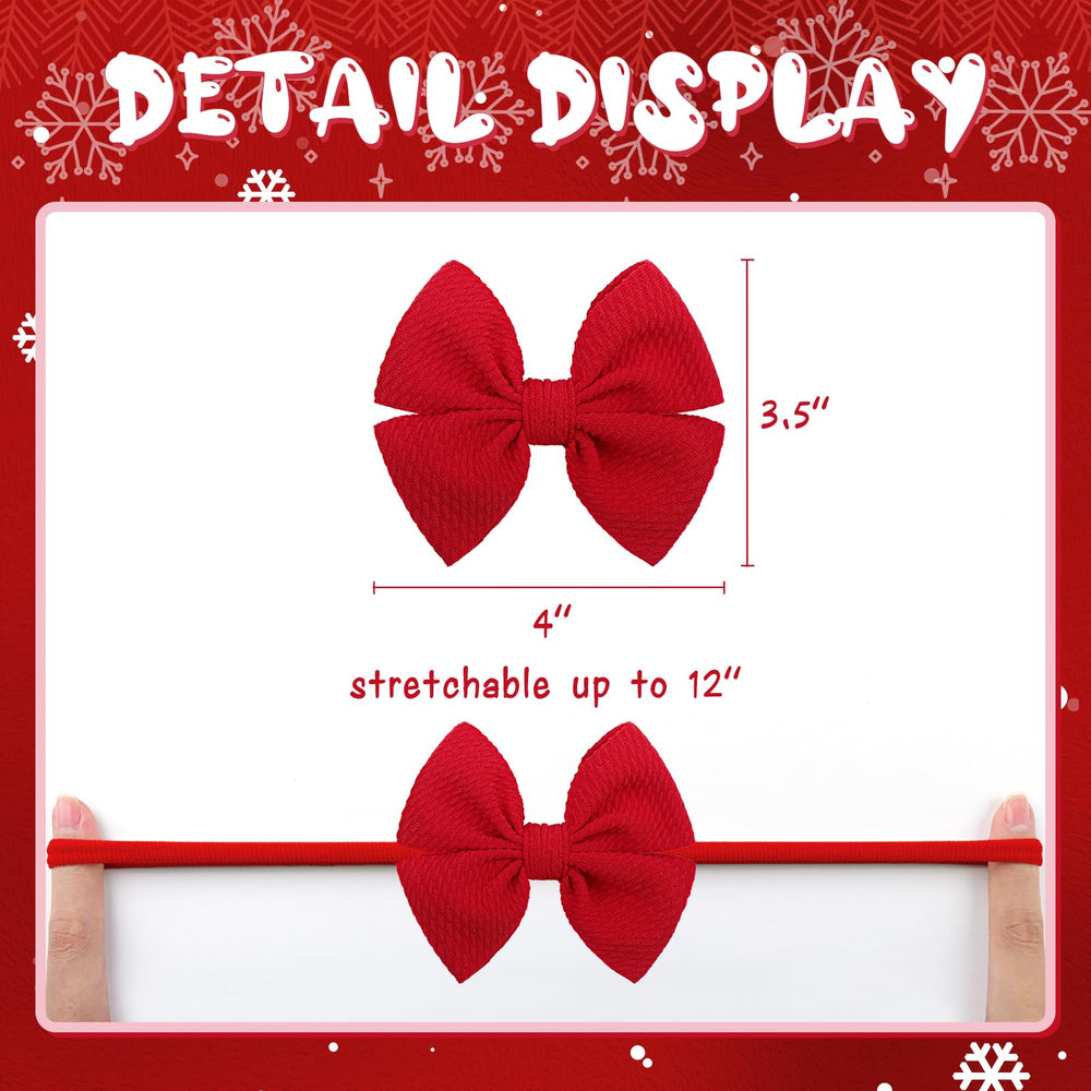 YanJie Christmas bows headband in green on newborn snug and adorable