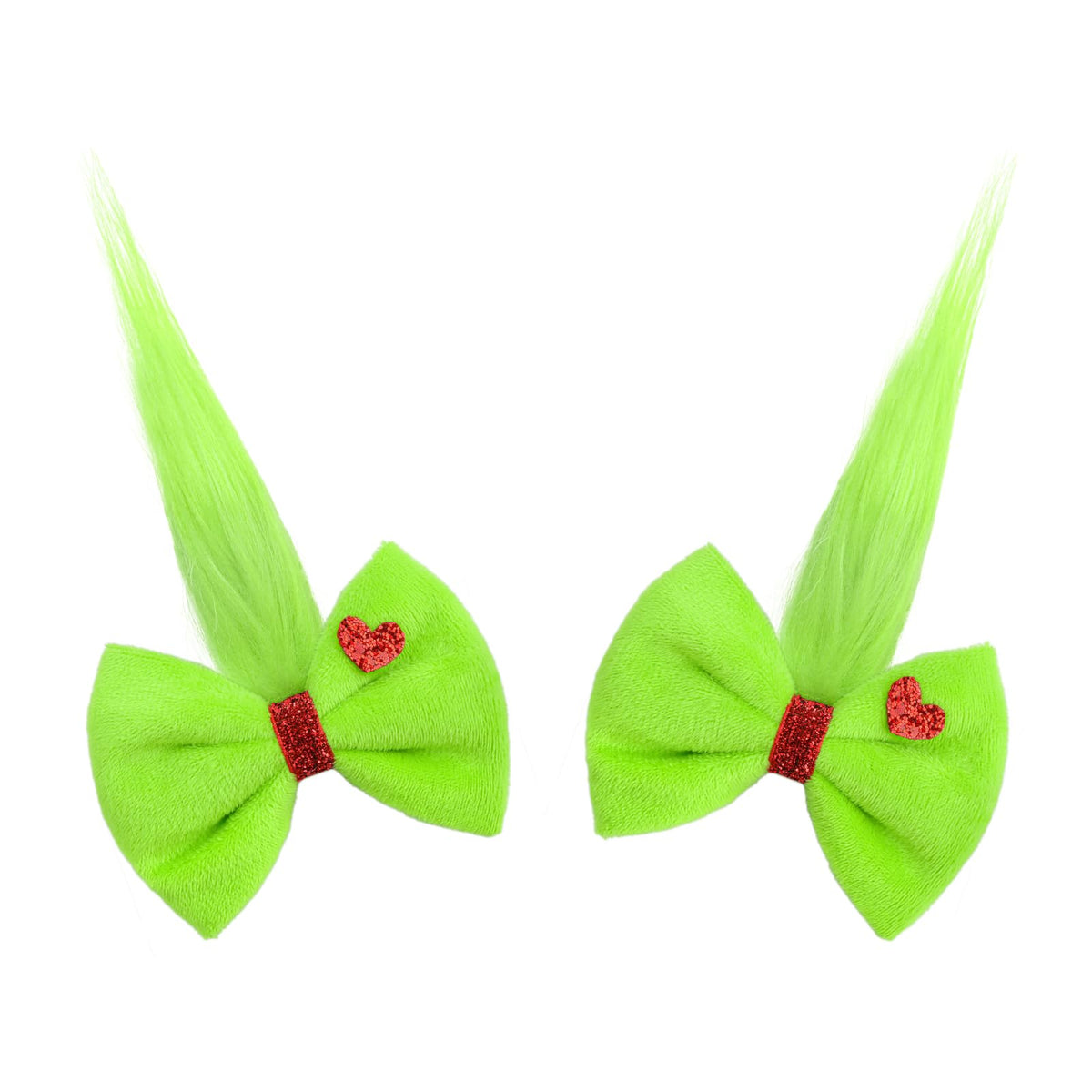 YanJie Christmas hair bow green front view highlights festive shine for holiday outfits.