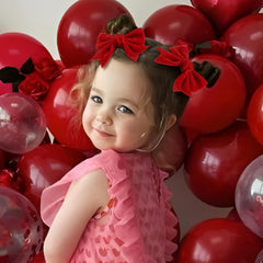 YanJie red velvet bow clip on baby hair for festive photos