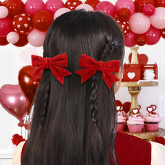 YanJie velvet bow clip secures playful toddler hairstyles for parties