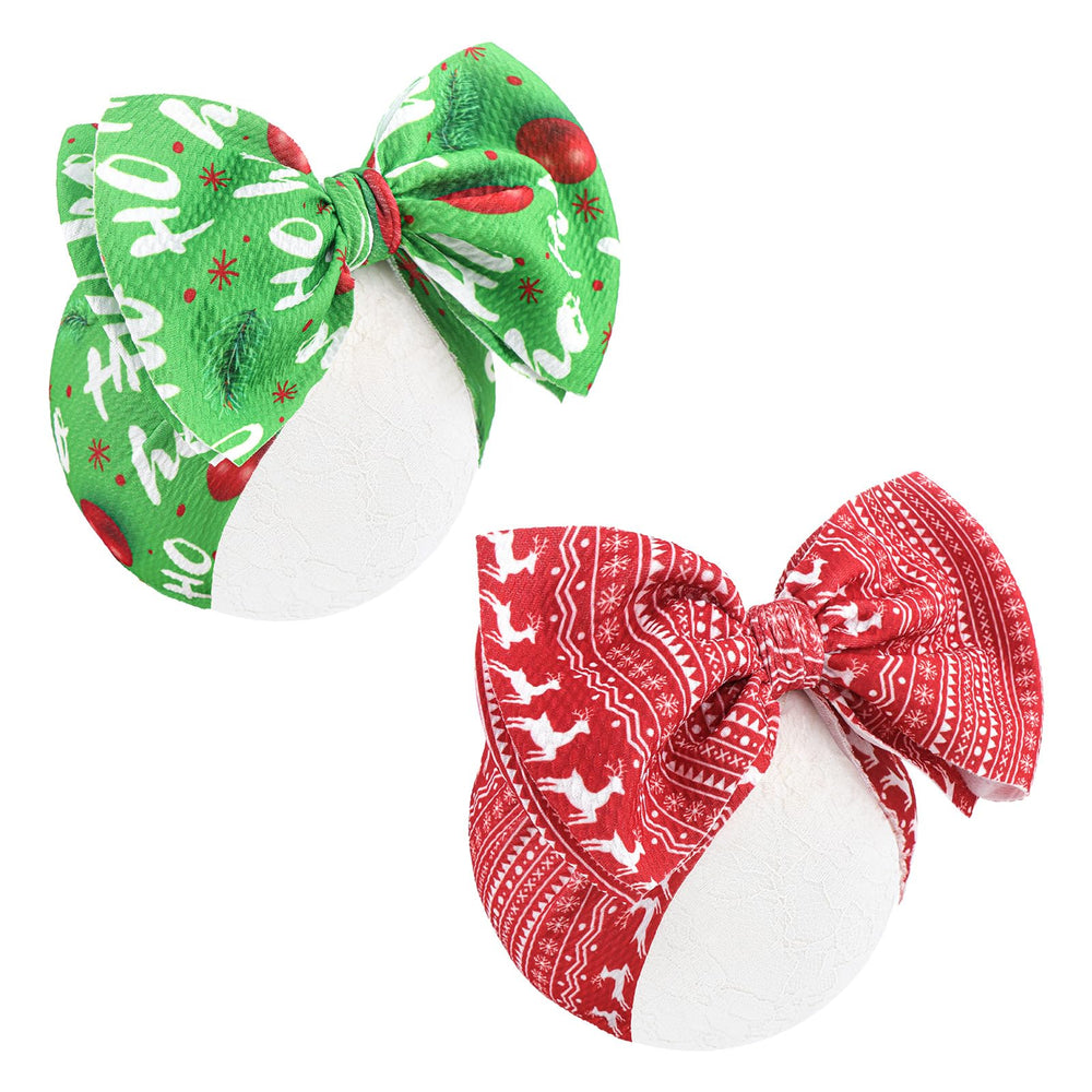 YanJie Christmas headband with red-green bow for festive photos