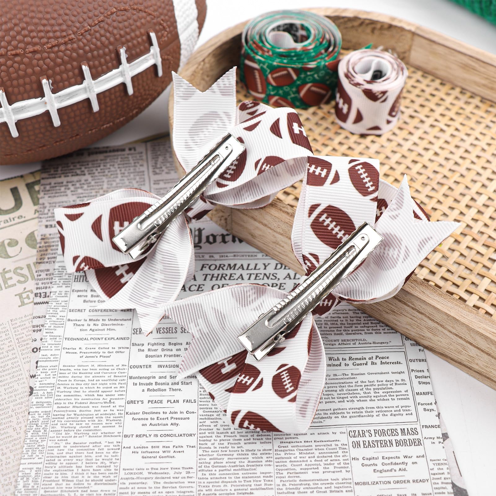 YanJie football hair clip packaging indicates easy gifting and styling