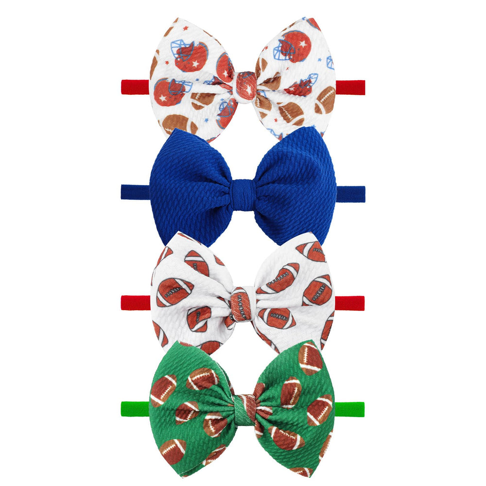 YanJie football headbands four-pack for vibrant photos and party-ready styling.