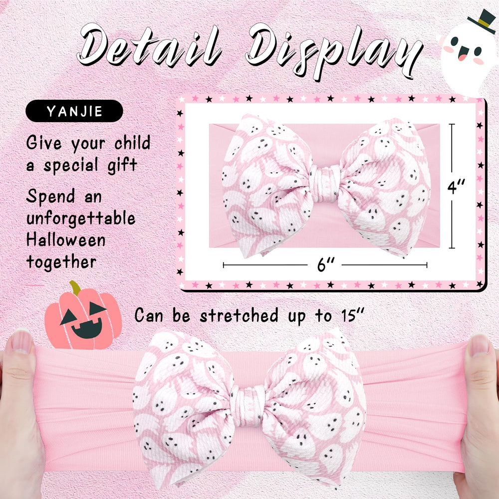 YanJie ghost-pattern bow closeup on headband