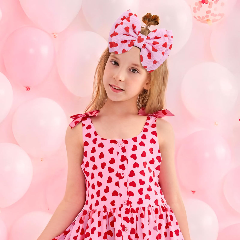 YanJie hairband bow 6-inch closeup shows a three-dimensional heart bow.