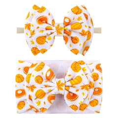 YanJie hairband thanksgiving pumpkin bow 2-pack enhances holiday photo outfits