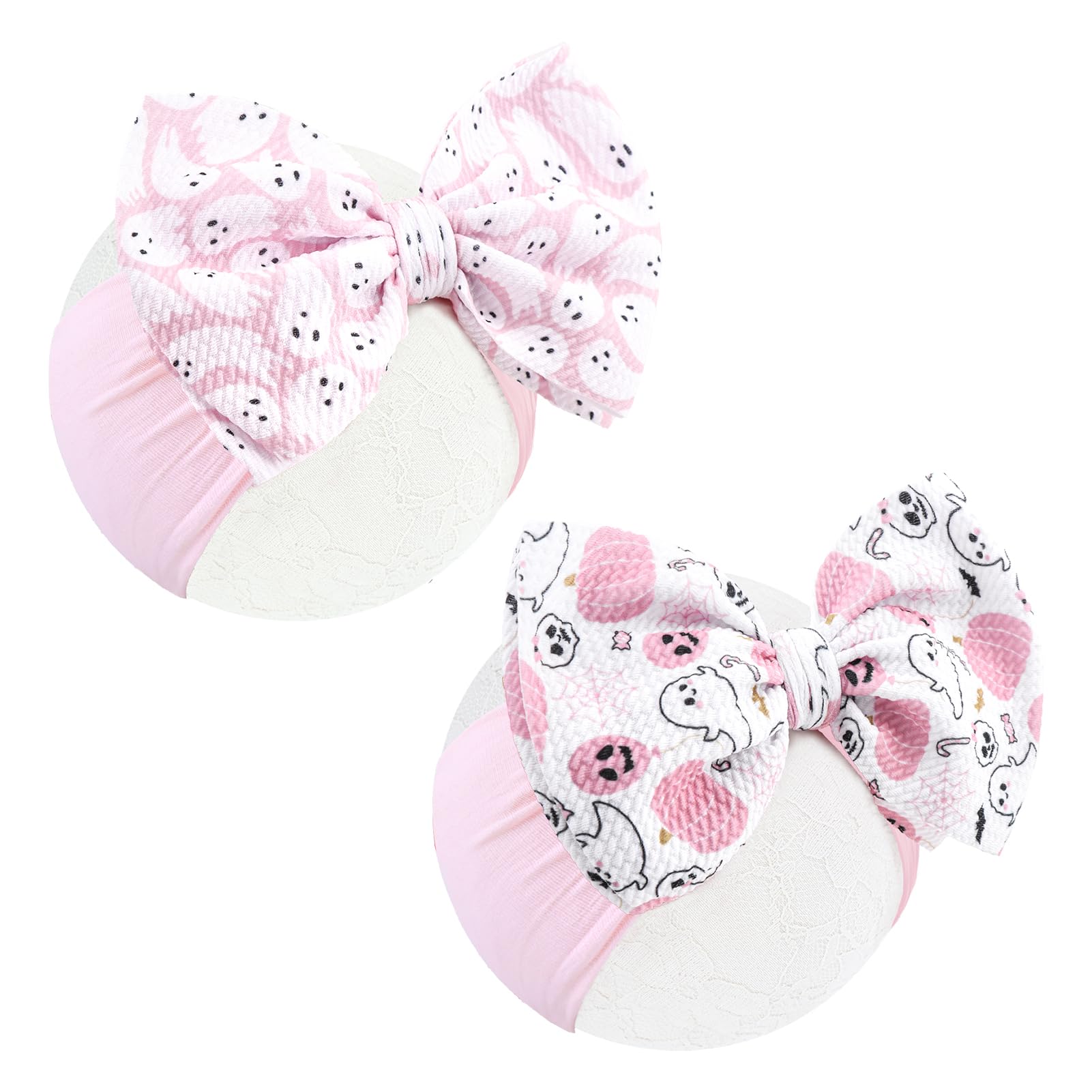 YanJie ghost bow headband pink, cozy fit for baby photos