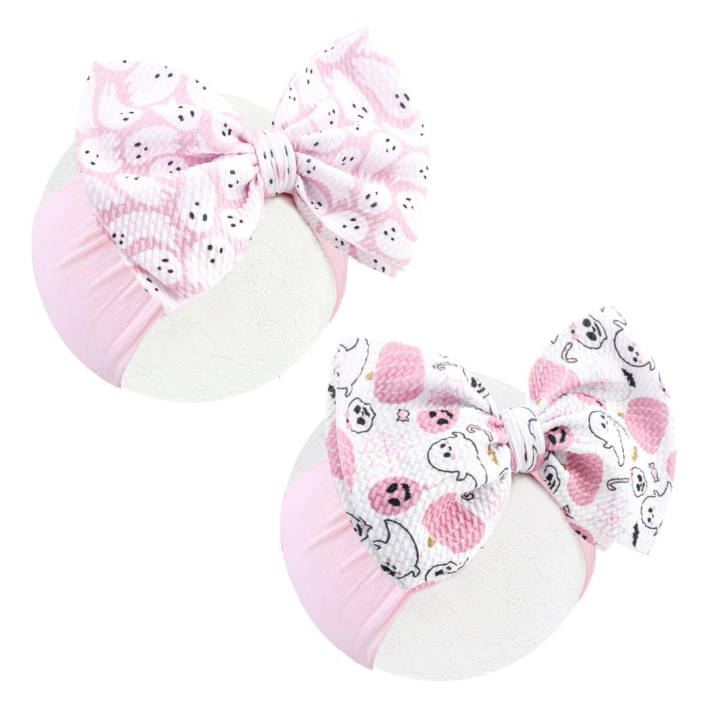 YanJie ghost bow headband pink, cozy fit for baby photos