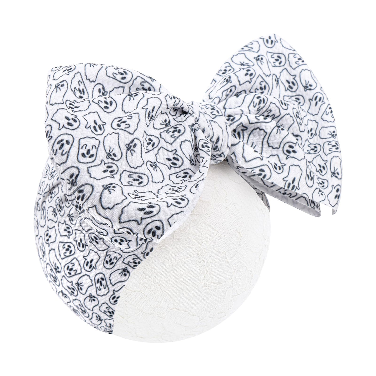 YanJie ghost white headband for babies, soft, cute, and photo-ready.