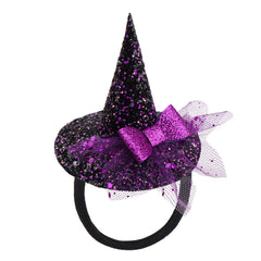 YanJie Halloween headband for infants with mini witch hat and glitter, great for festive photos.