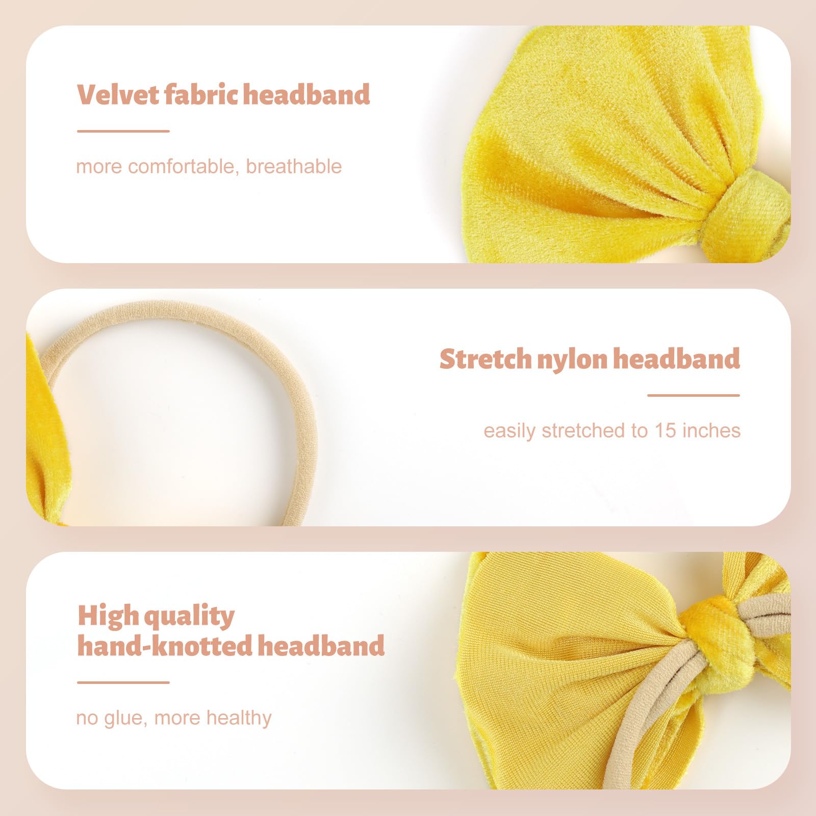 YanJie Handmade Velvet Bow Headbands crafted by skilled artisans.