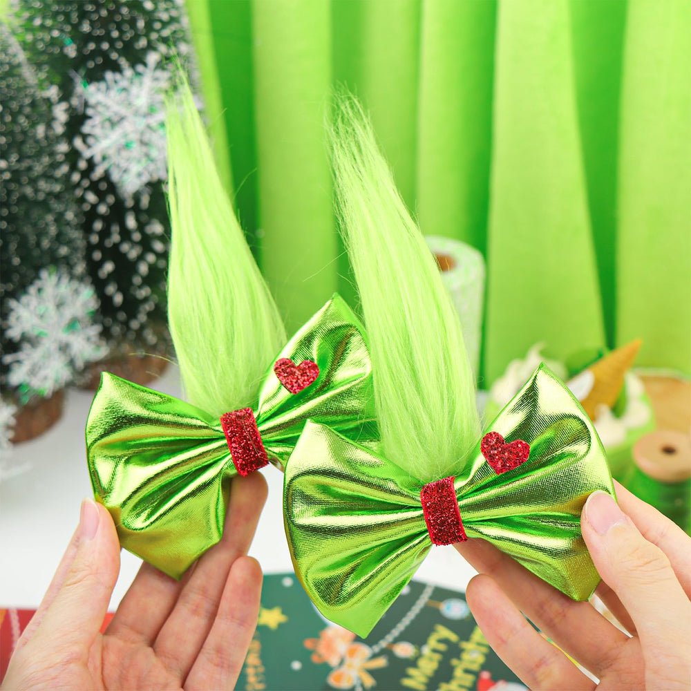 YanJie holiday stocking stuffer green bow clip creates festive dress-up moments