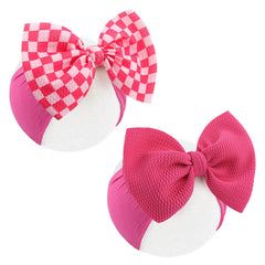 yanjie hot pink checkered headband bow for comfy everyday styling