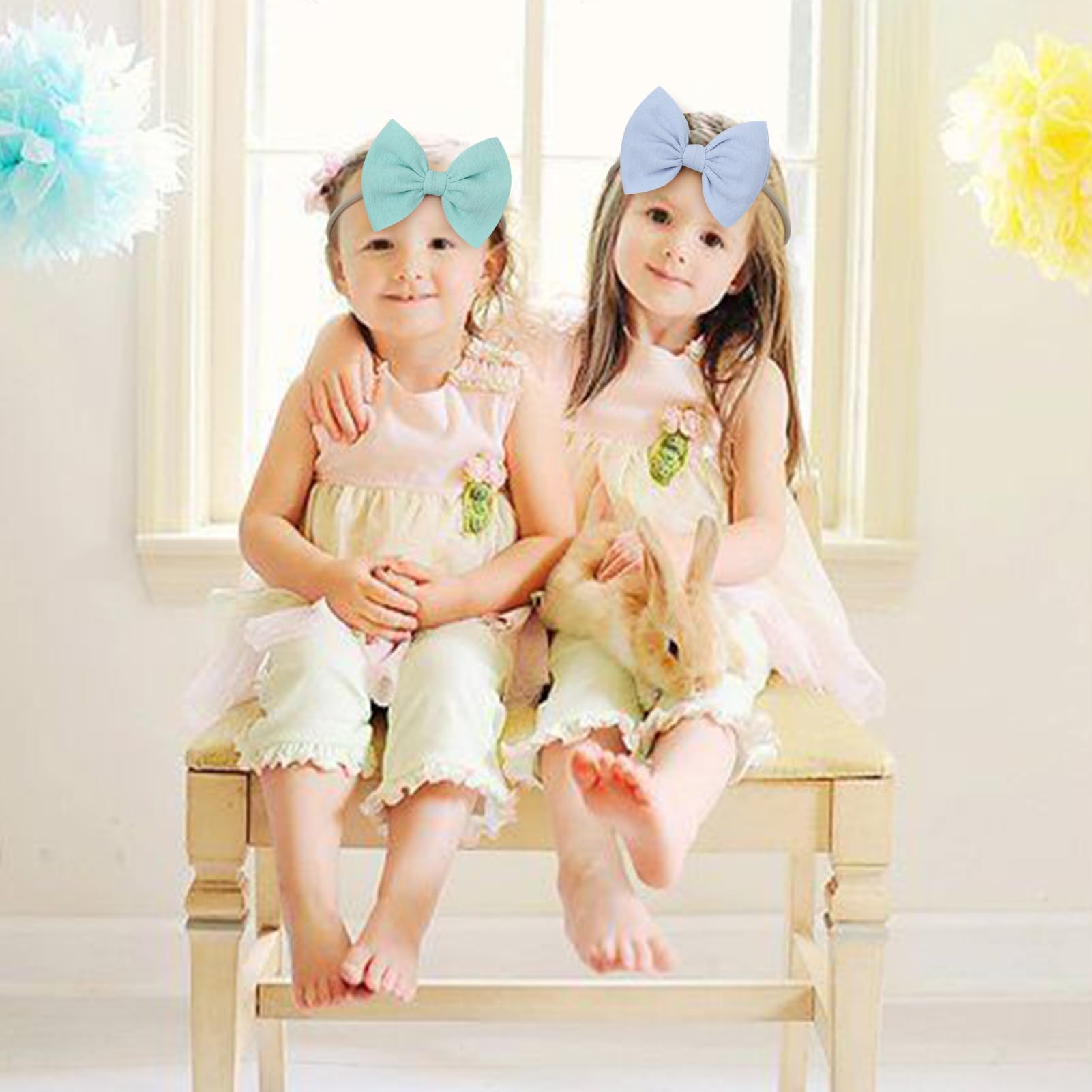 YanJie knotted bow headband perfect newborn photos with cute airy style.