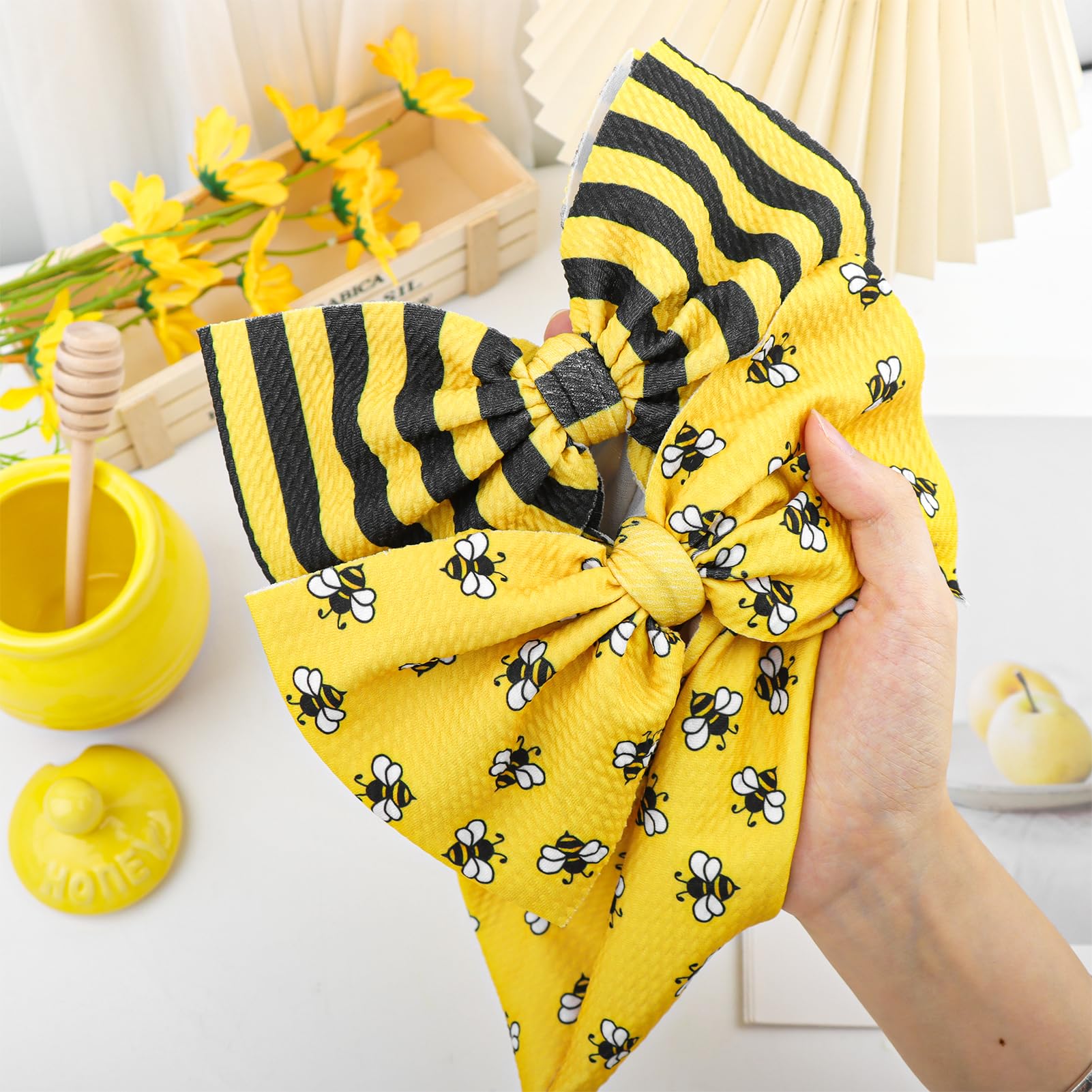 YanJie large 7inch bows create a playful dress-up look