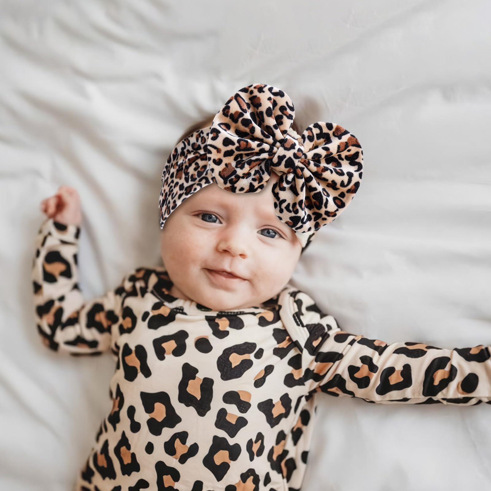 YanJie leopard bow headband black velvet for elegant daily baby accessory