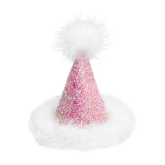 YanJie mini Santa hat glitter hair clip pink adds festive sparkle for holiday hairstyles.